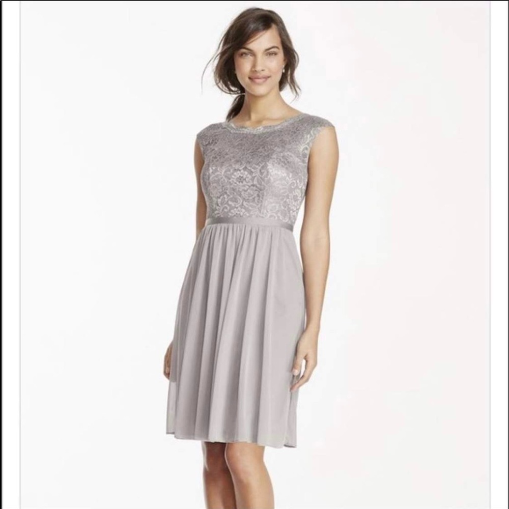 Size 6 David’s Bridal formal dress. Silver/grey
